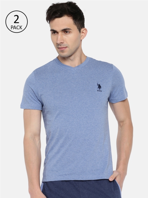 

U.S. Polo Assn. Men Pack of 2 Navy Printed Lounge T-shirt, Blue