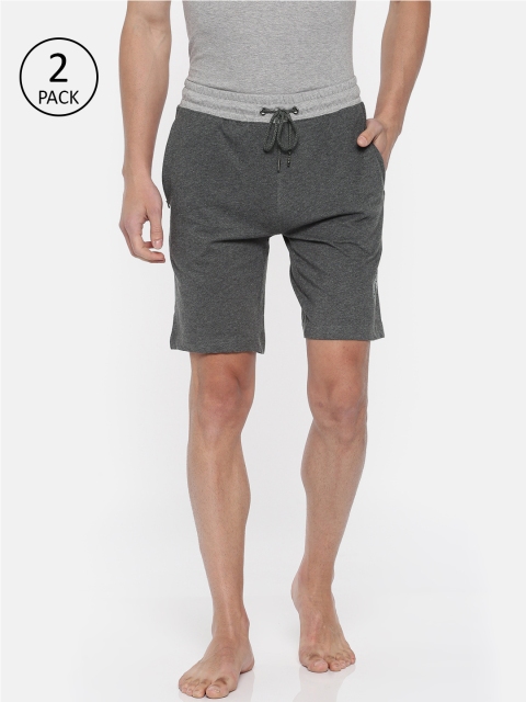 

U.S. Polo Assn. Men Charcoal Grey Pack of 2 Solid Lounge Shorts