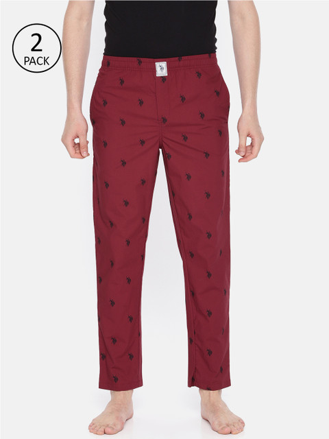 

U.S. Polo Assn. Men Pack of 2 Maroon Printed Lounge Pants