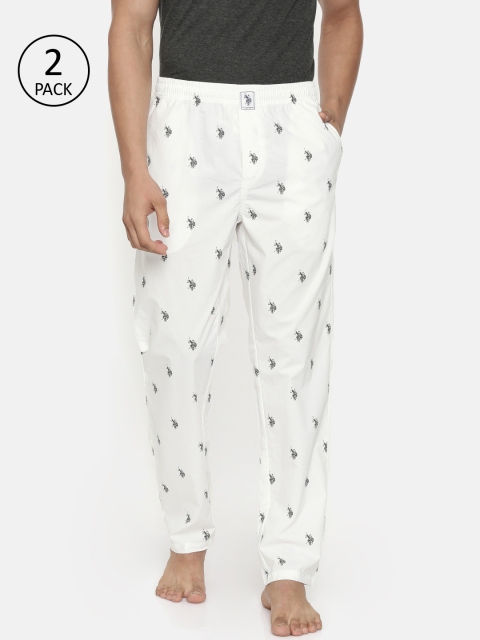 

U.S. Polo Assn. Men White Printed Athleisure Pants