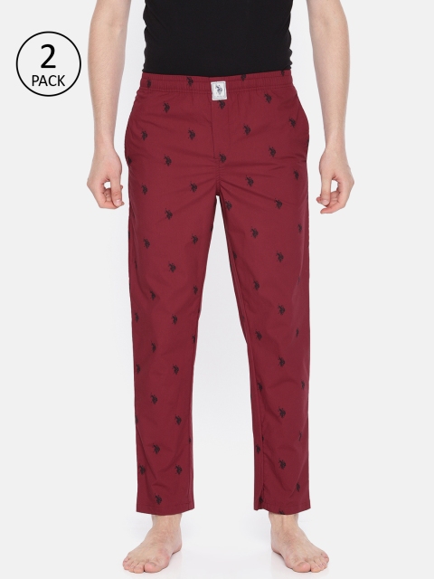 

U.S. Polo Assn. Men Maroon Pack of 2 Printed Lounge Pants