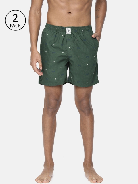 

U.S. Polo Assn. Men Pack Of 2 Green Printed Boxers