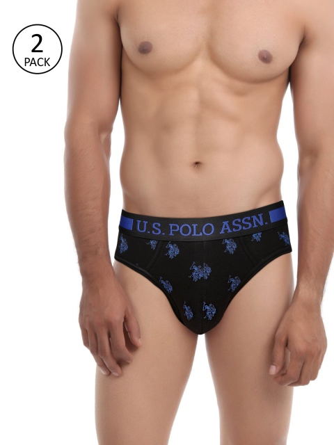 

U.S. Polo Assn. Men Pack of 2 Black Printed Fashion Briefs