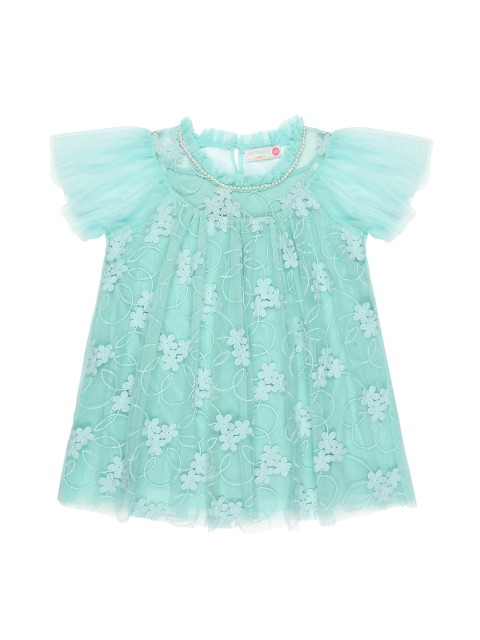 

Pantaloons Junior Girls Green Self Design A-Line Top