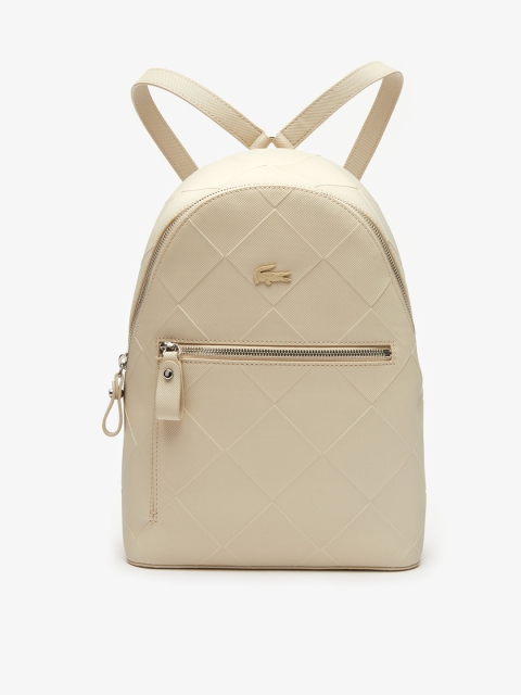 

Lacoste Women Cream-Coloured Classic Polo Charm Quilted Small Backpack