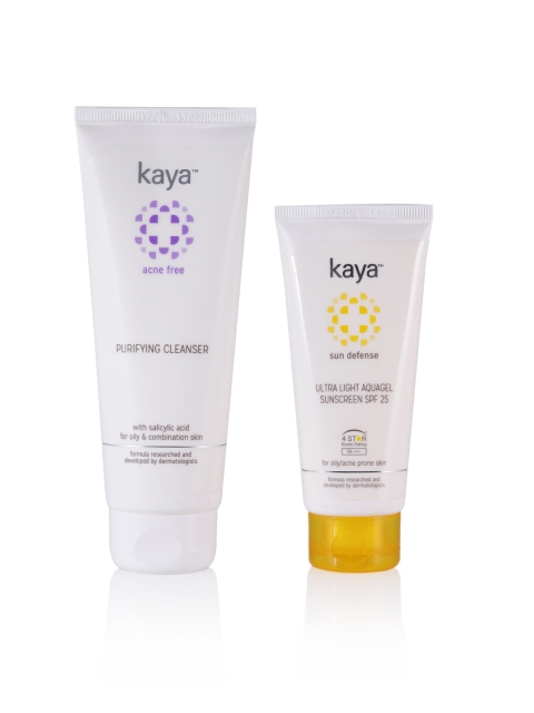 

Kaya Set of UltraLight Aquagel Sunscreen Spf 25 & Purifying Cleanser, White