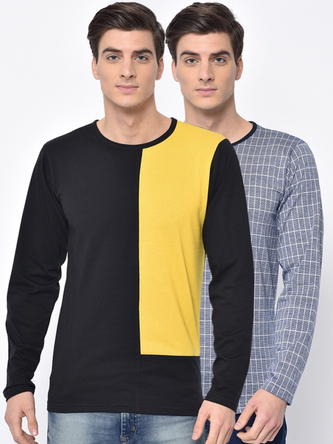 

VIMAL JONNEY Men Pack Of 2 Round Neck T-shirts, Black