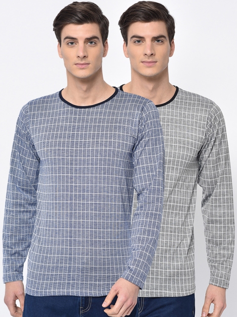 

VIMAL JONNEY Men Pack of 2 Round Neck T-shirts, Blue