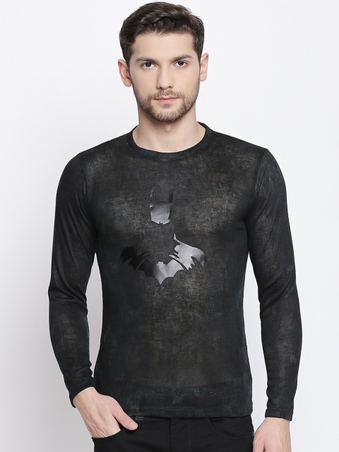 

ZIDO Men Black Printed Round Neck Slim Fit T-shirt