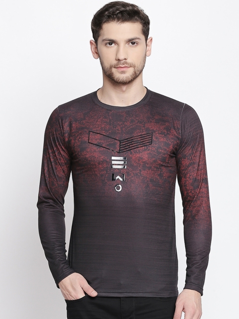 

ZIDO Men Maroon Printed Round Neck T-shirt