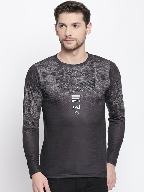 

ZIDO Men Black Printed Round Neck Slim Fit T-shirt