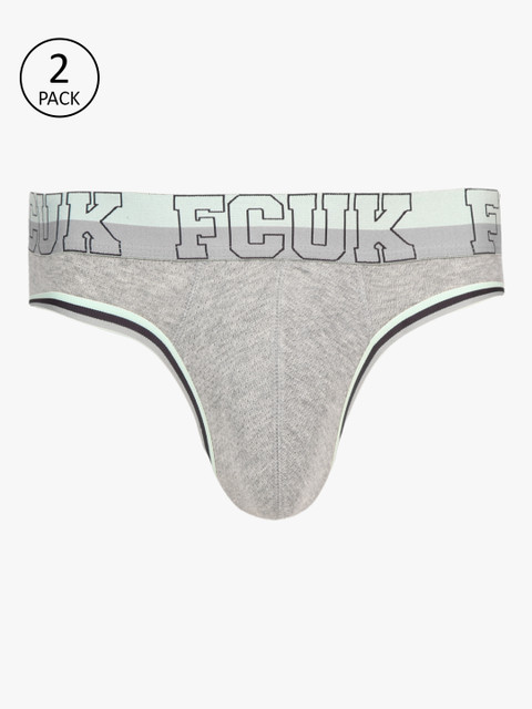 

FCUK Underwear Men Pack of 2 Grey Solid Briefs 7975273