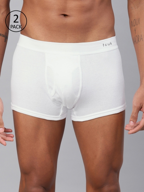 

FCUK Underwear Men Pack of 2 White Solid Trunks 8081229