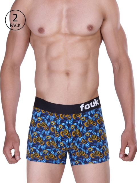 

FCUK Men Pack of 2 Blue Comfort Fit Printed Tropical Trunks