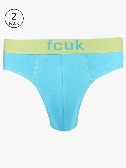 

FCUK Men Pack of 2 Blue Solid Briefs 7982989