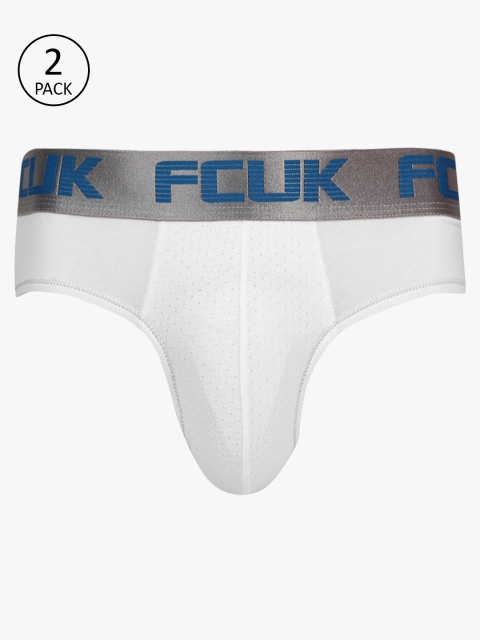 

FCUK Underwear Men Pack of 2 White Solid Briefs