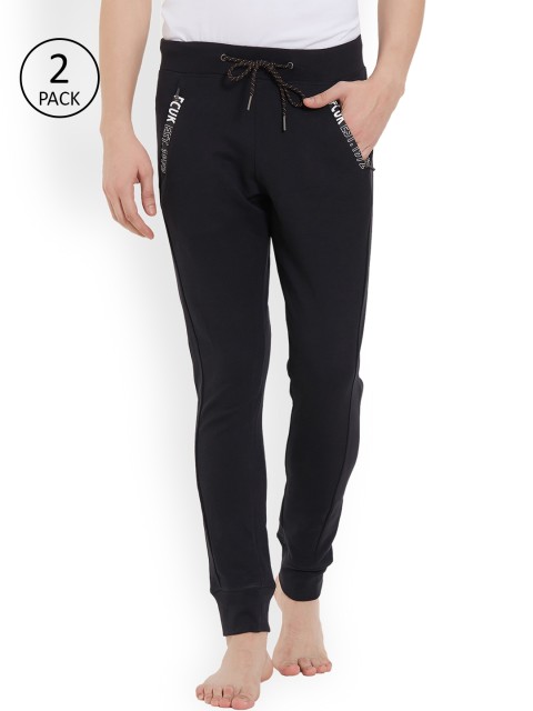 

FCUK Men Pack of 2 Black Solid Lounge Pants