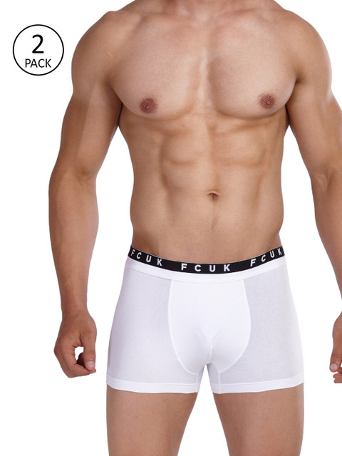 

FCUK Underwear Men Pack of 2 White Solid Trunks