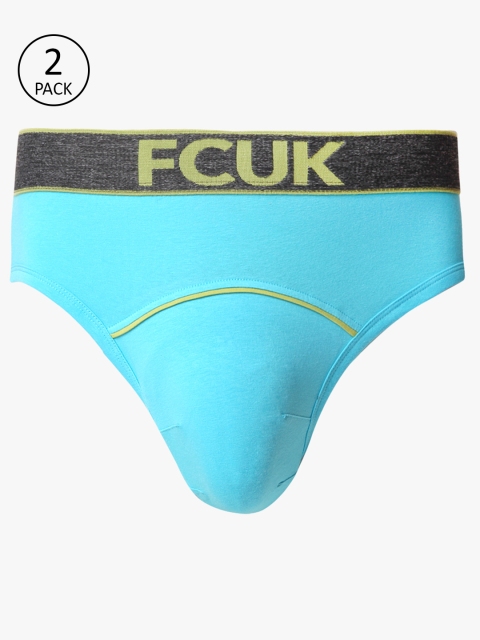 

FCUK Underwear Men Pack of 2 Blue Solid Briefs