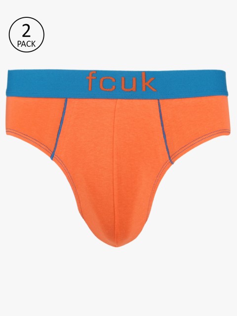 

FCUK Underwear Men Pack of 2 Orange Solid Briefs