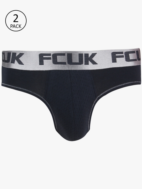 

FCUK Underwear Men Pack of 2 Navy Blue Solid Briefs
