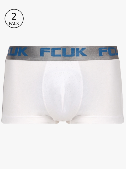 

FCUK Underwear Men Pack Of 2 White Solid Trunks