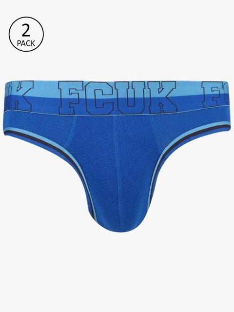 

FCUK Mens Pack of 2 Blue ATHLETIC Solid Briefs 7976635