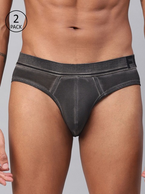 

FCUK Underwear Men Pack Of 2 Black Solid Briefs