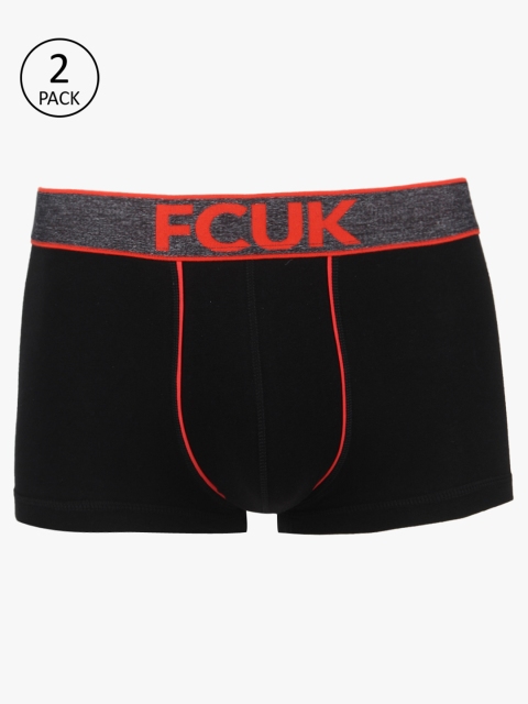 

FCUK Underwear Men Pack Of 2 Black Solid Trunk