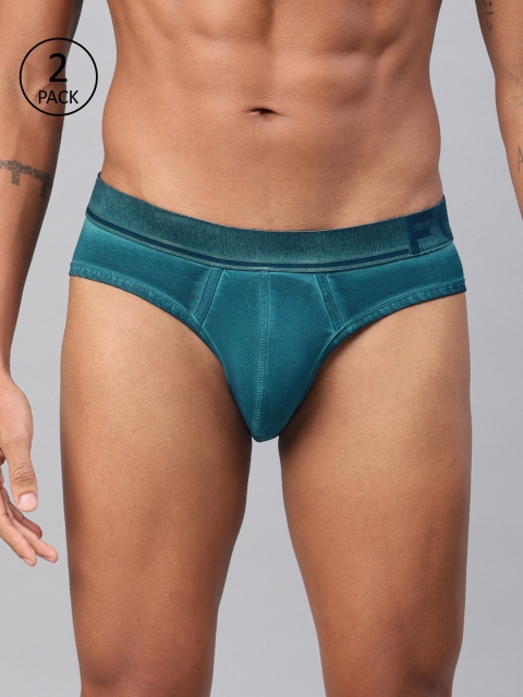 

FCUK Underwear Men Pack Of 2 Teal Blue Solid Briefs