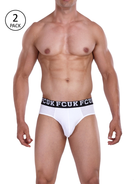 

FCUK Men Pack of 2 White Solid Briefs