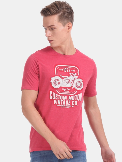 

Cherokee Men Red Printed Round Neck T-shirt