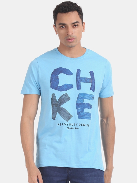 

Cherokee Men Blue Printed Round Neck Pure Cotton T-shirt