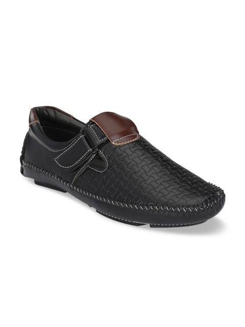 

John Karsun Men Black Textured Shoe-Style Sandals