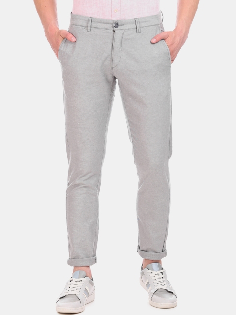 

U.S. Polo Assn. Men Grey Regular Fit Solid Regular Trousers