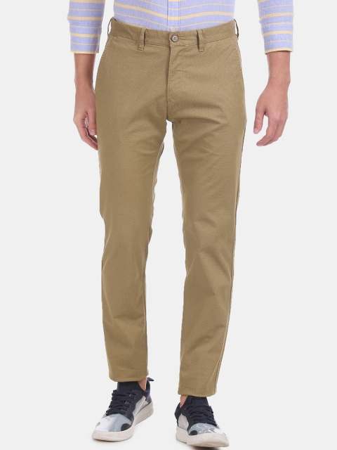 

U.S. Polo Assn. Men Brown Slim Fit Self Design Regular Trousers