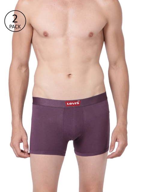 

Levis Men Pack of 2 Maroon Solid Trunks 9260955-2