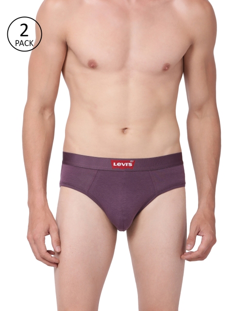 

Levis Men Pack of 2 Solid Briefs, Maroon