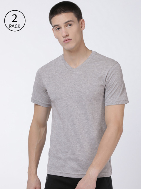 

Levis Men Pack of 2 Solid V-Neck Tshirts, Grey melange