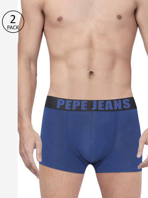 

Pepe Jeans Men Pack of 2 Blue Solid Trunks