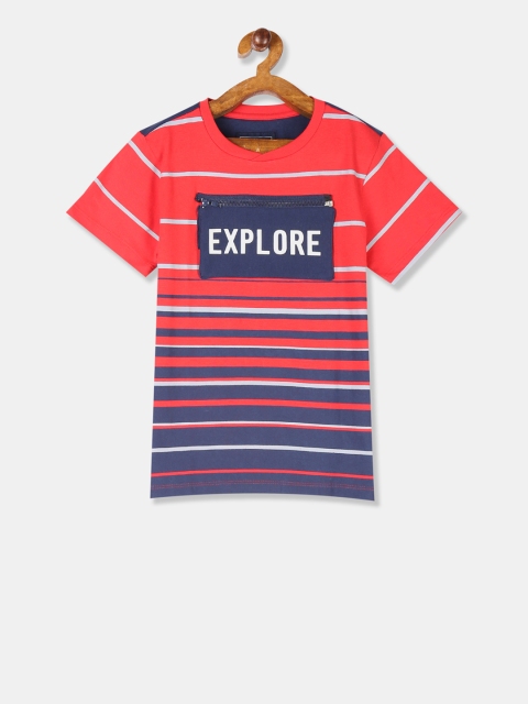 

Cherokee Boys Red & Blue Striped Round Neck T-shirt