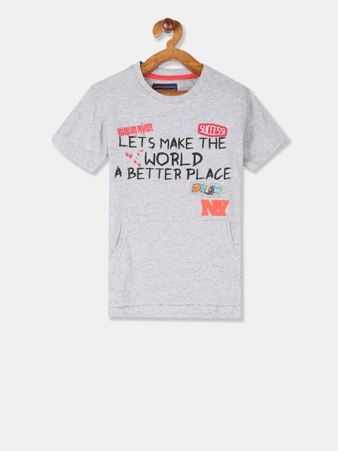 

Cherokee Boys Grey Printed Round Neck Pure Cotton T-shirt