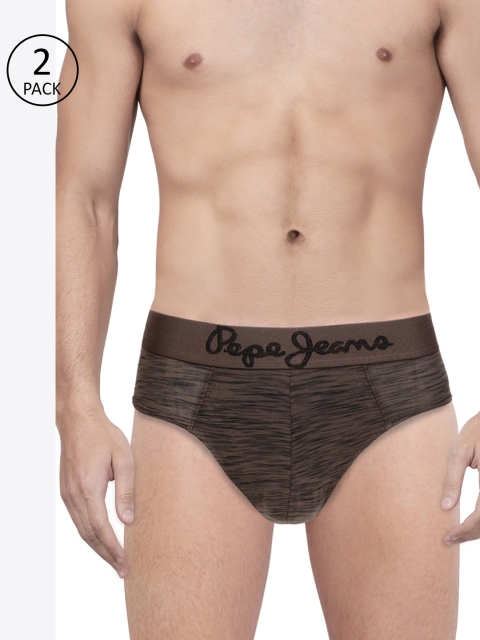 

Pepe Jeans Men Pack of 2 Brown Printed Briefs 8936611-2