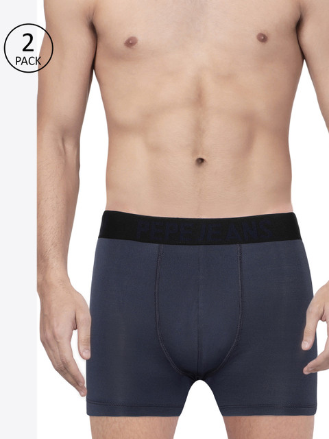 

Pepe Jeans Men Pack of 2 Blue Solid Trunks 8937071-2