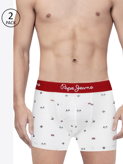 

Pepe Jeans Men Pack of 2 White Printed Trunks 8937131-2