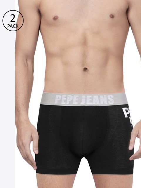 

Pepe Jeans Men Pack of 2 Black Printed Trunks 8937177-2