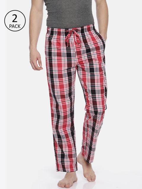 

Pepe Jeans Men Pack of 2 Red & Black Checked Pyjamas 8936455-2