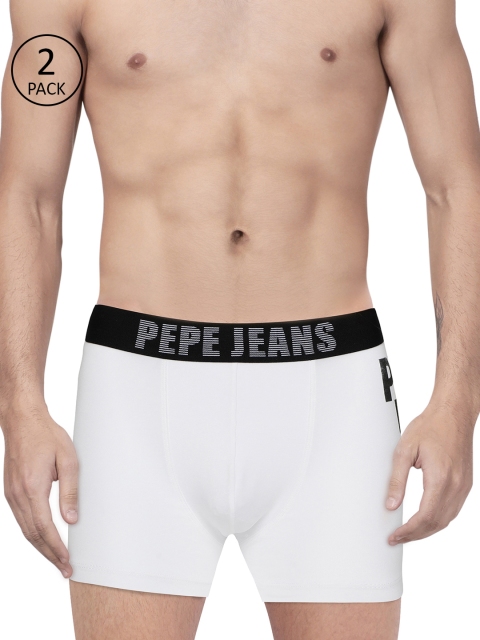 

Pepe Jeans Men Pack of 2 White Printed Trunks 8937079-2