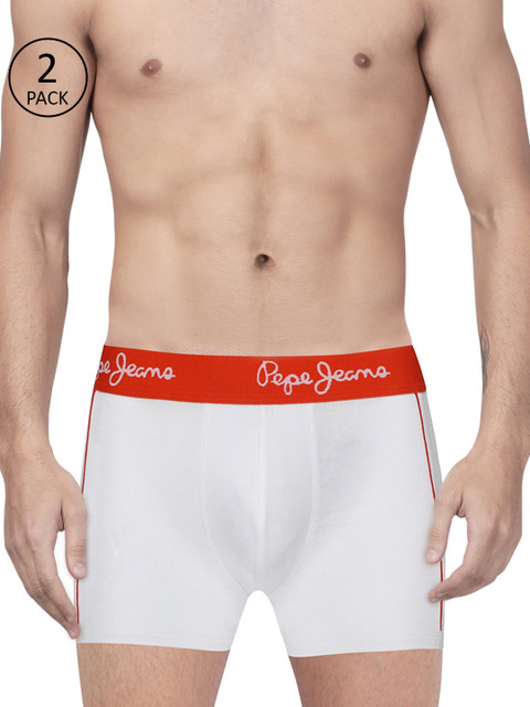 

Pepe Jeans Men Pack of 2 White Solid Trunks 8937239-2