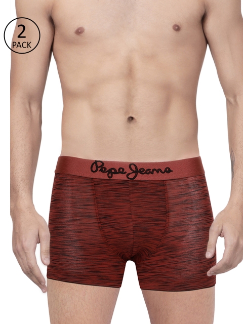 

Pepe Jeans Men Pack of 2 Maroon Printed Trunks 8937171-2